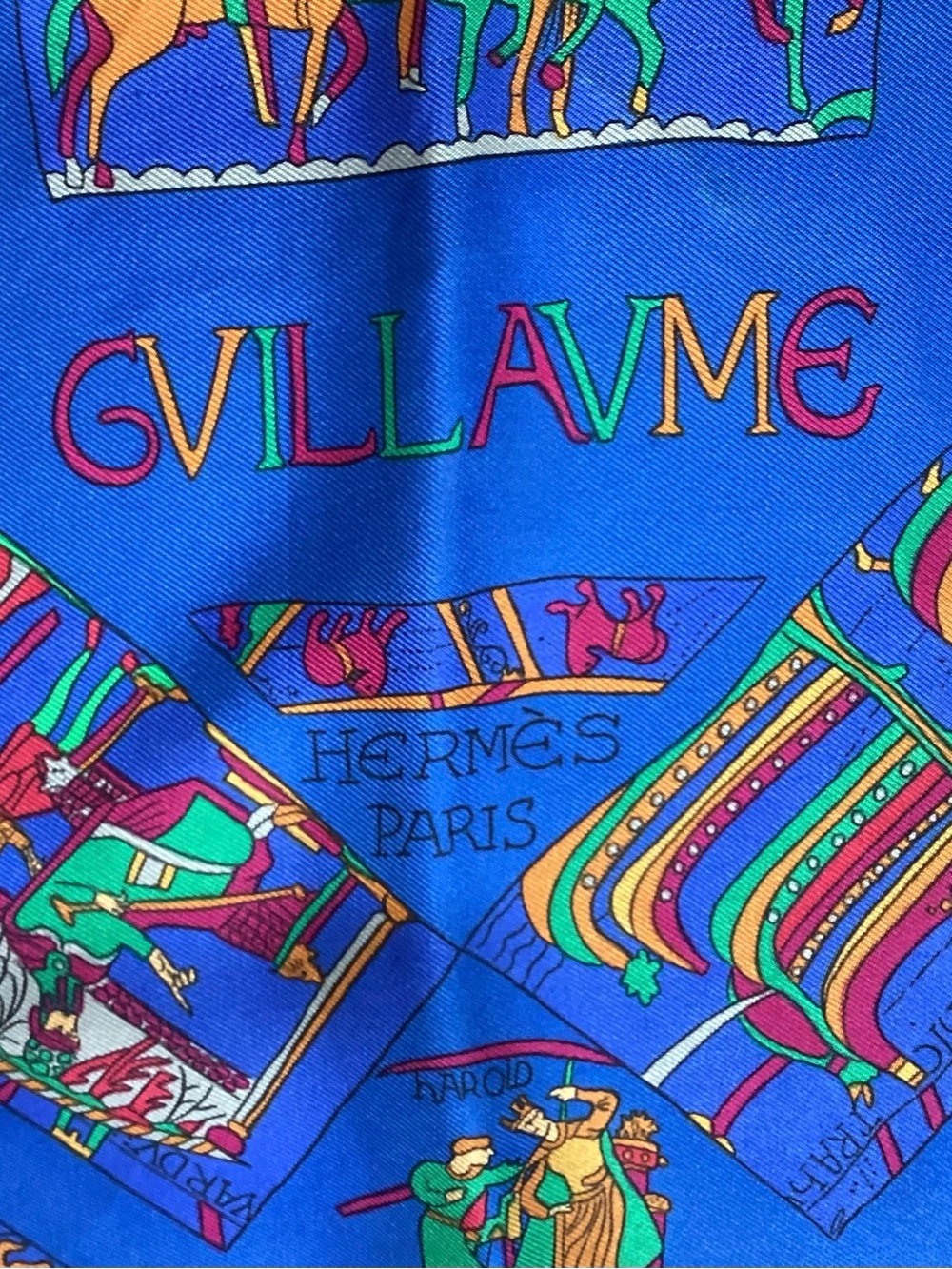 La Gloire de Guillaume Blue Silk Scarf